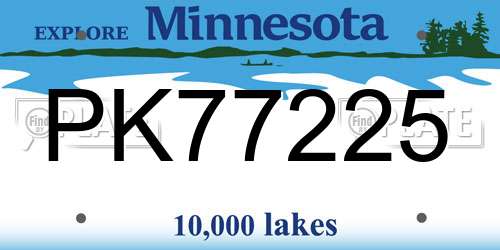 PK77225 Minnesota License Plate
