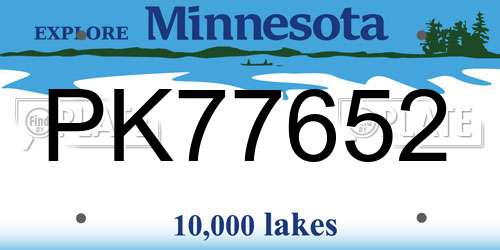 PK77652 Minnesota License Plate