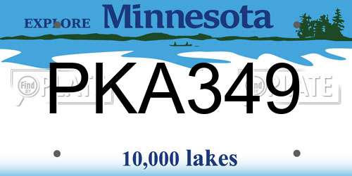 PKA349 Minnesota License Plate
