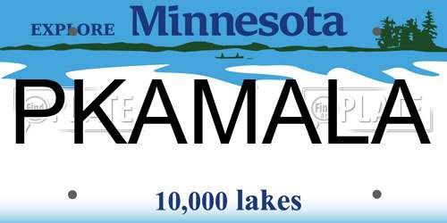 PKAMALA Minnesota License Plate