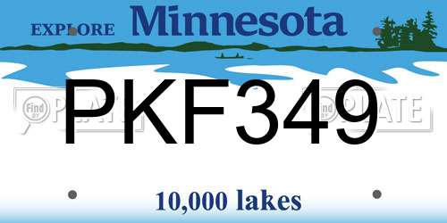 PKF349 Minnesota License Plate
