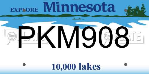 PKM908 Minnesota License Plate