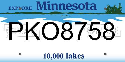 PKO8758 Minnesota License Plate