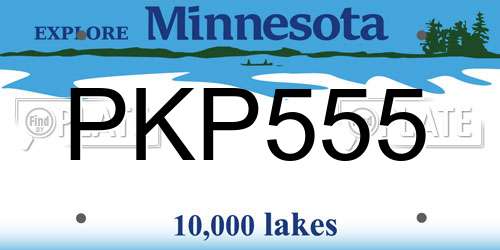 PKP555 Minnesota License Plate