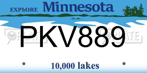 PKV889 Minnesota License Plate