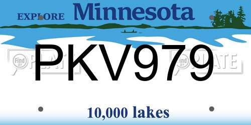 PKV979 Minnesota License Plate