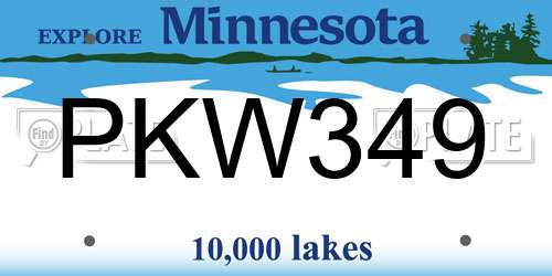 PKW349 Minnesota License Plate