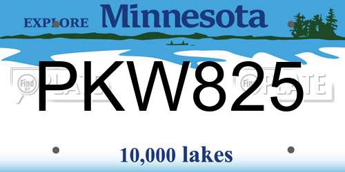 PKW825 Minnesota License Plate