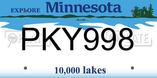 PKY998 Minnesota License Plate