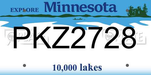 PKZ2728 Minnesota License Plate