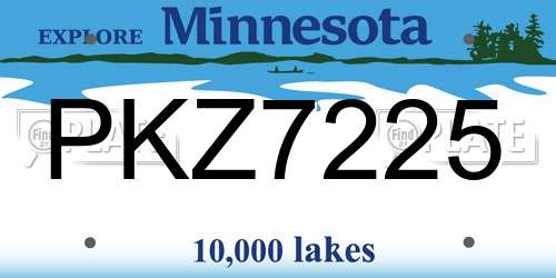 PKZ7225 Minnesota License Plate