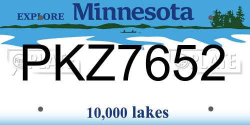 PKZ7652 Minnesota License Plate
