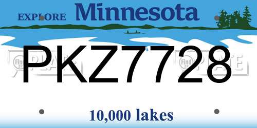 PKZ7728 Minnesota License Plate