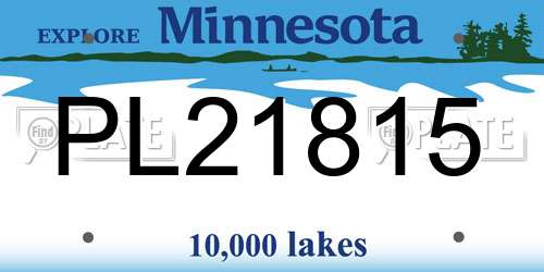 PL21815 Minnesota License Plate