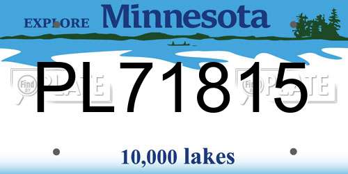 PL71815 Minnesota License Plate