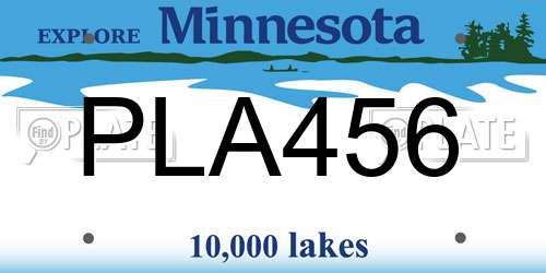 PLA456 Minnesota License Plate