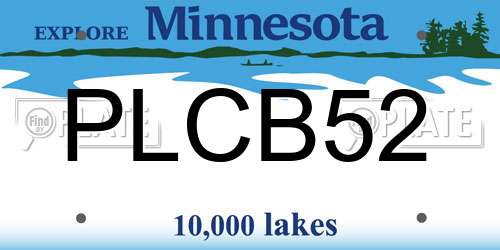 PLCB52 Minnesota License Plate