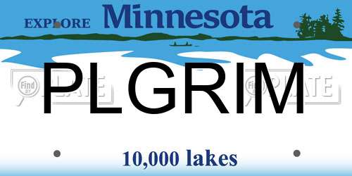 PLGRIM Minnesota License Plate