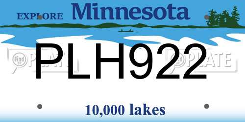PLH922 Minnesota License Plate