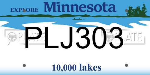 PLJ303 Minnesota License Plate