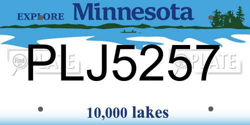 PLJ5257 Minnesota License Plate