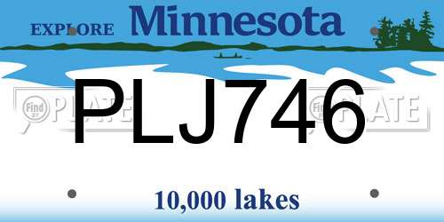 PLJ746 Minnesota License Plate