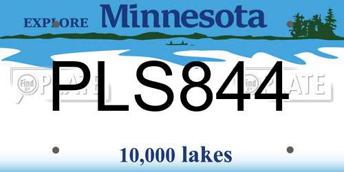PLS844 Minnesota License Plate