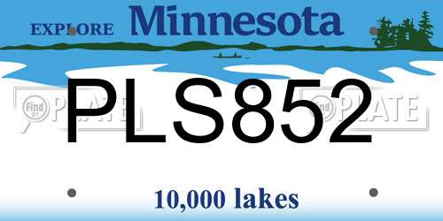 PLS852 Minnesota License Plate