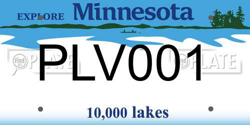PLV001 Minnesota License Plate