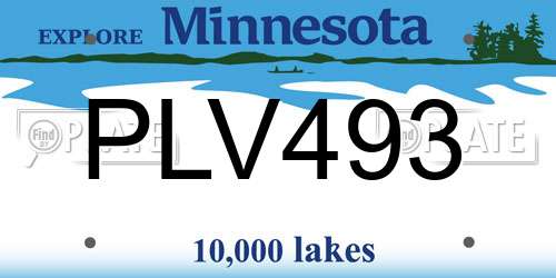 PLV493 Minnesota License Plate