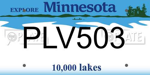 PLV503 Minnesota License Plate