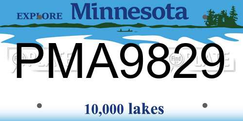 PMA9829 Minnesota License Plate