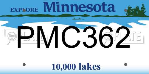 PMC362 Minnesota License Plate