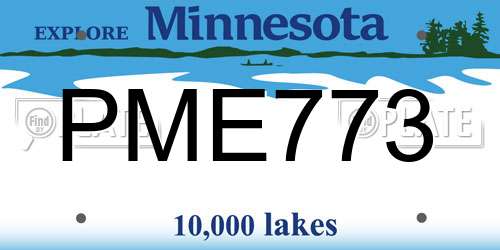 PME773 Minnesota License Plate