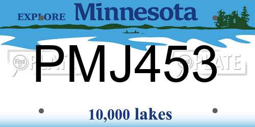 PMJ453 Minnesota License Plate