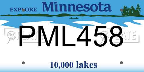 PML458 Minnesota License Plate