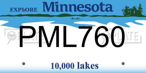 PML760 Minnesota License Plate