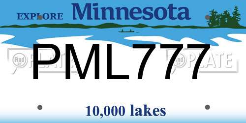 PML777 Minnesota License Plate