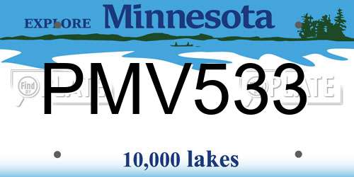PMV533 Minnesota License Plate