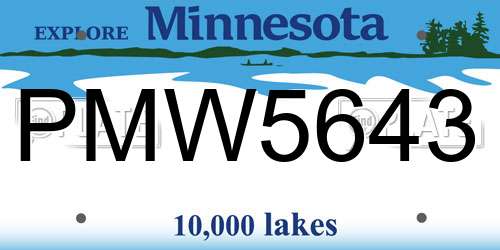 PMW5643 Minnesota License Plate