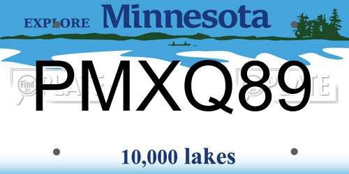 PMXQ89 Minnesota License Plate