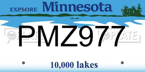 PMZ977 Minnesota License Plate