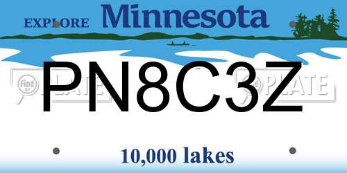 PN8C3Z Minnesota License Plate