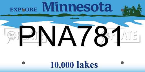 PNA781 Minnesota License Plate