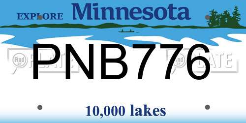 PNB776 Minnesota License Plate
