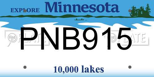 PNB915 Minnesota License Plate