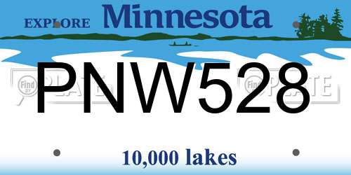 PNW528 Minnesota License Plate