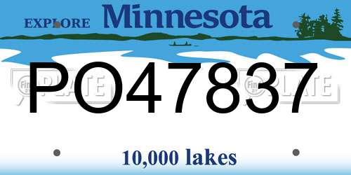 PO47837 Minnesota License Plate