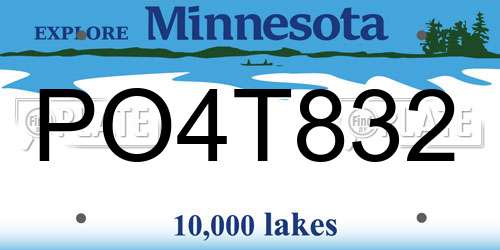 PO4T832 Minnesota License Plate