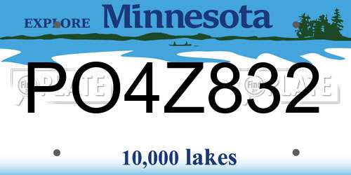 PO4Z832 Minnesota License Plate